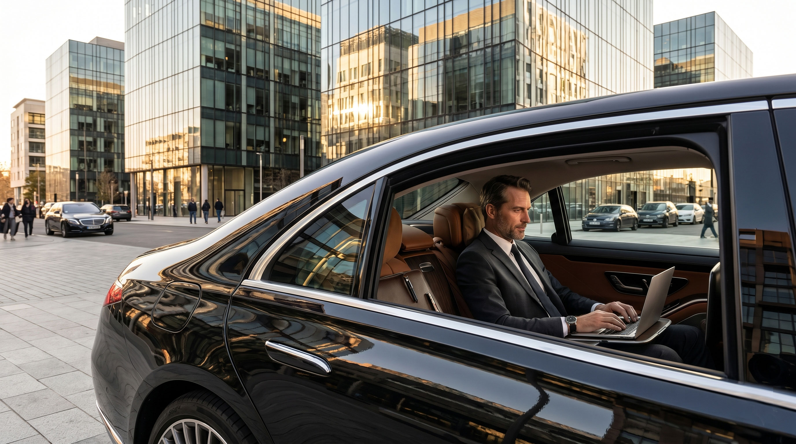 Luxury sedan on a long-distance business transfer from Nantes